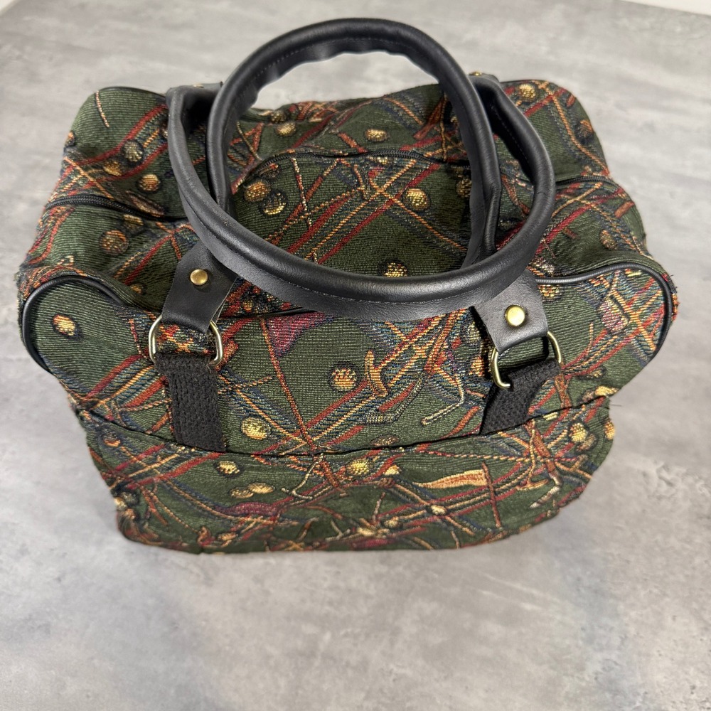 Vintage‎ Golf Duffel Bag Men Large Green Tapestry Bowling Weekend Travel Carryon